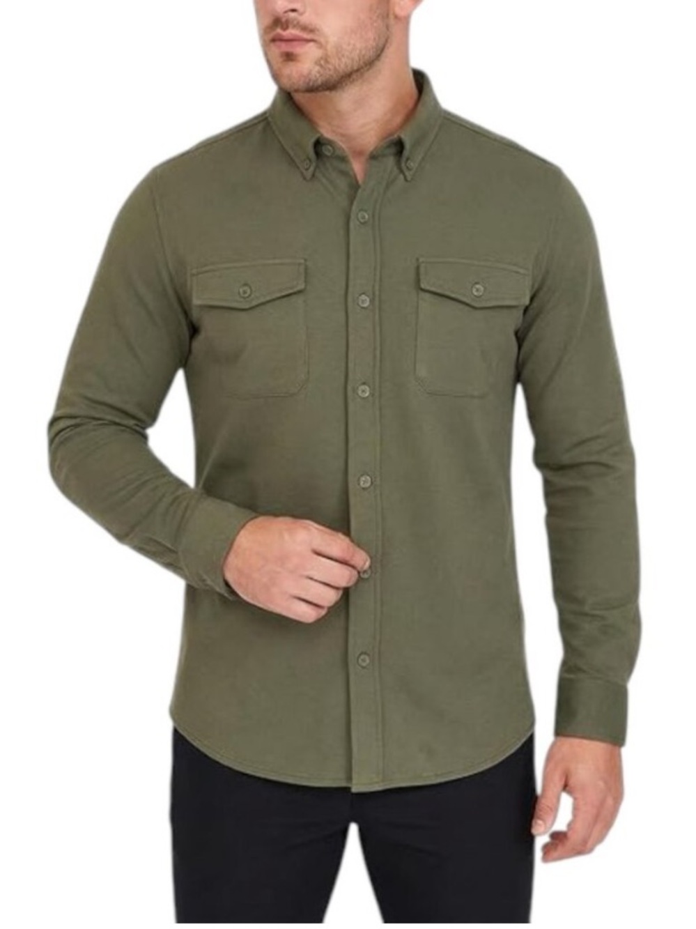 Spyder Men's Olive Button-Front Lightweight Shirt Jacket